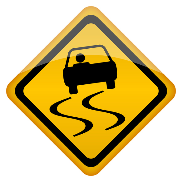Slippery road sign