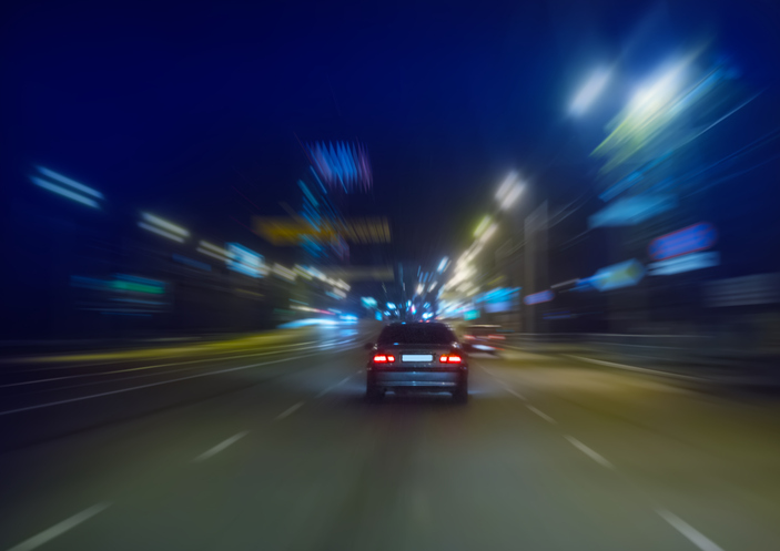 high-speed movement on the night road
